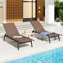 Load image into Gallery viewer, AECOJOY Patio Lounge Chairs, Outdoor Chaise Lounge with Wheels, Brown, 2PCS